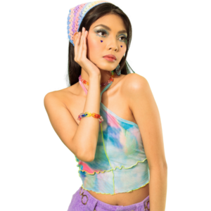 เสื้อสายเดี่ยวมัดย้อมแต่งขอบ